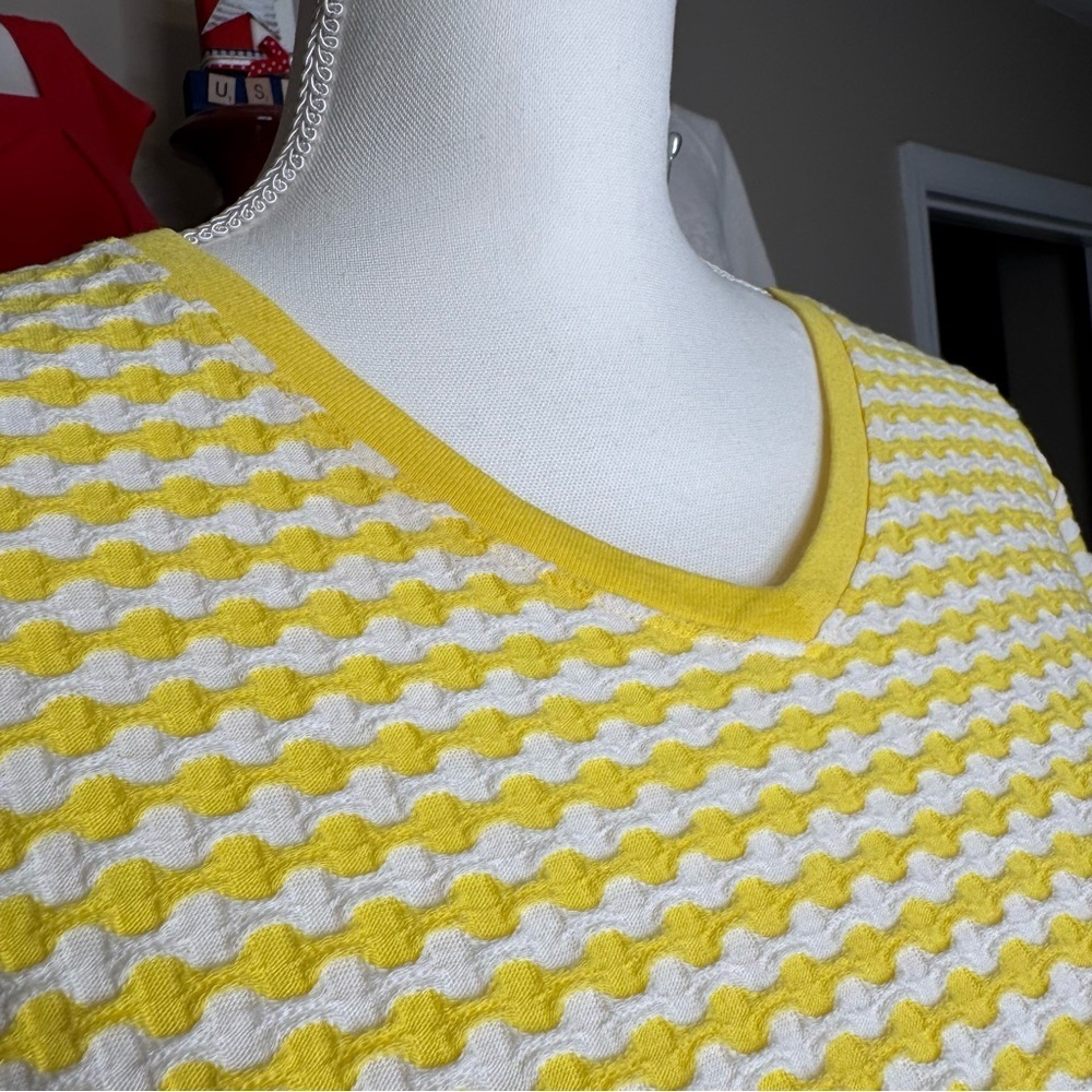 Kim Rogers Yellow & White Geometric Print Top – Size Large - Picture 5 of 9